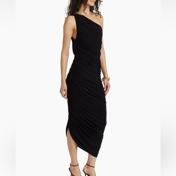 NORMA KAMALI Black One Shoulder Ruched Dress - Picture 3 of 9